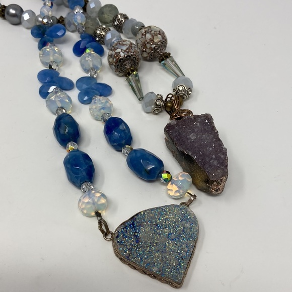 You Get Two Exquisite Genuine Gemstone Drusy Necklaces - Picture 5 of 7